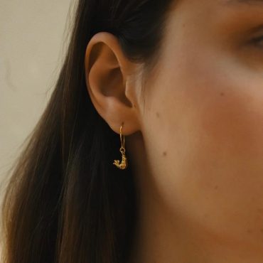 Silver Bird Jewelry Earrings, Handmade Earrings Covered With 24k Gold Plating