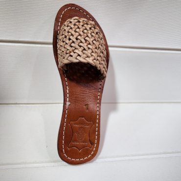 Handmade Moroccan Braided Leather Sandals For Women – Natural Woven Flat Slides – Artisan Marrakech Shoes – Summer Boho Slip-on Flats