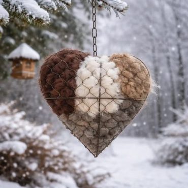 🕊️ Handmade Cotton Bird Nesting Heart 💞